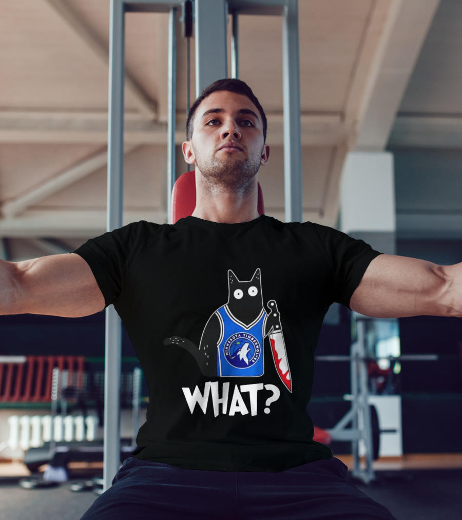 Minnesota Timberwolves Cat With Knife WHAT Halloween T-Shirt
