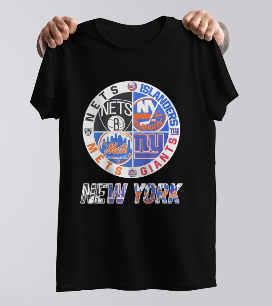 New York Mets Giants Islanders Nets Teams Logo Circle T-Shirt