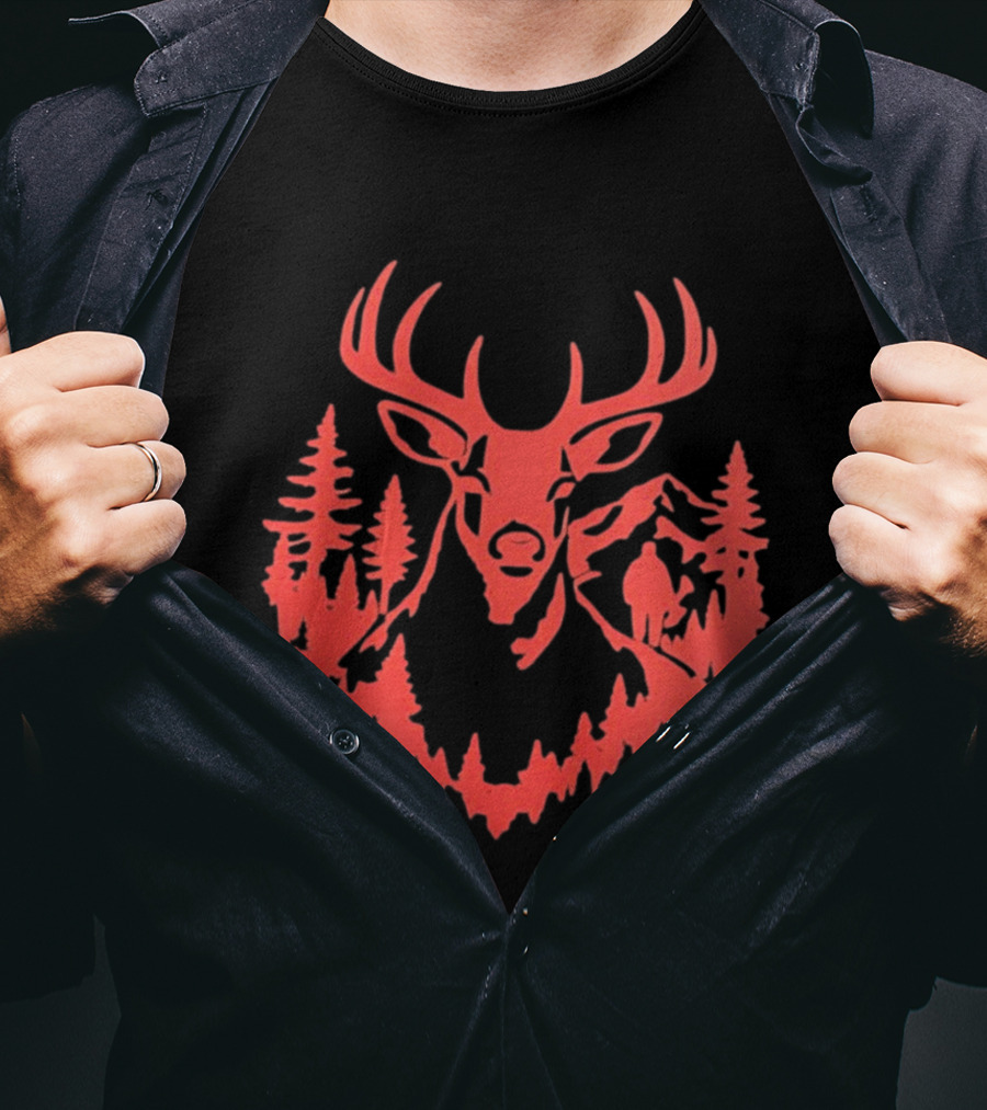 Mountain Forest Deer Outdoor Wilderness Hunter T-Shirt
