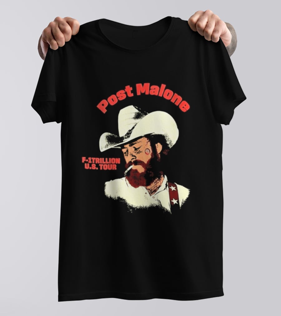 Post Malone F 1 Trillion U.S. Tour Cowboy Hat And Cigarette T-Shirt