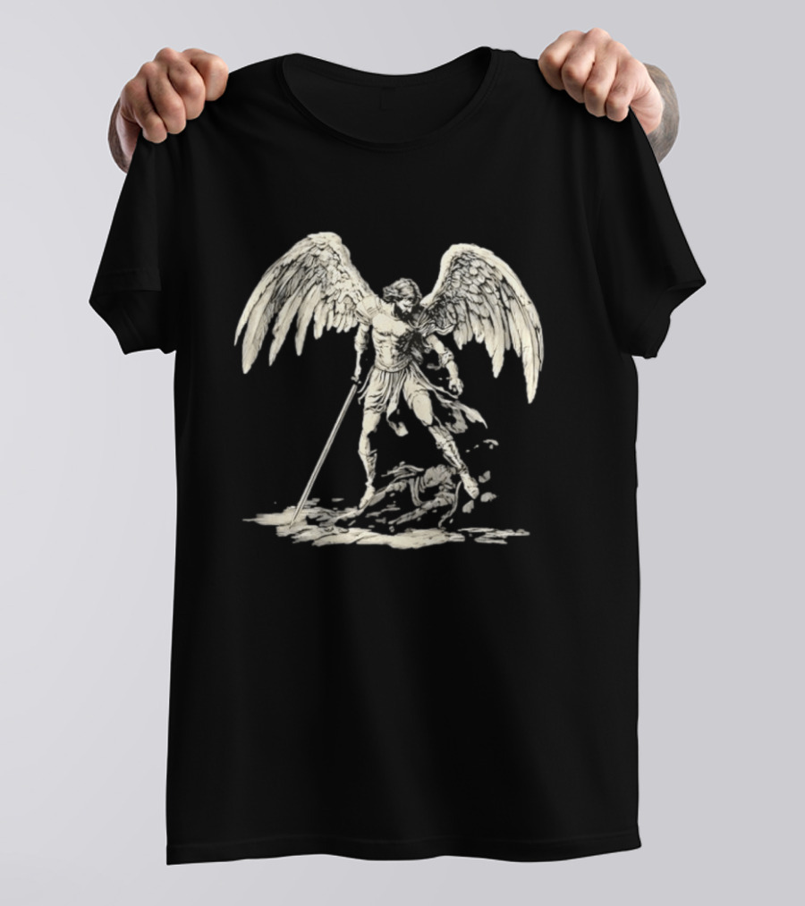 Saint Michael The Archangel Defeating Satan Biblical Christian Symbolism T-Shirt