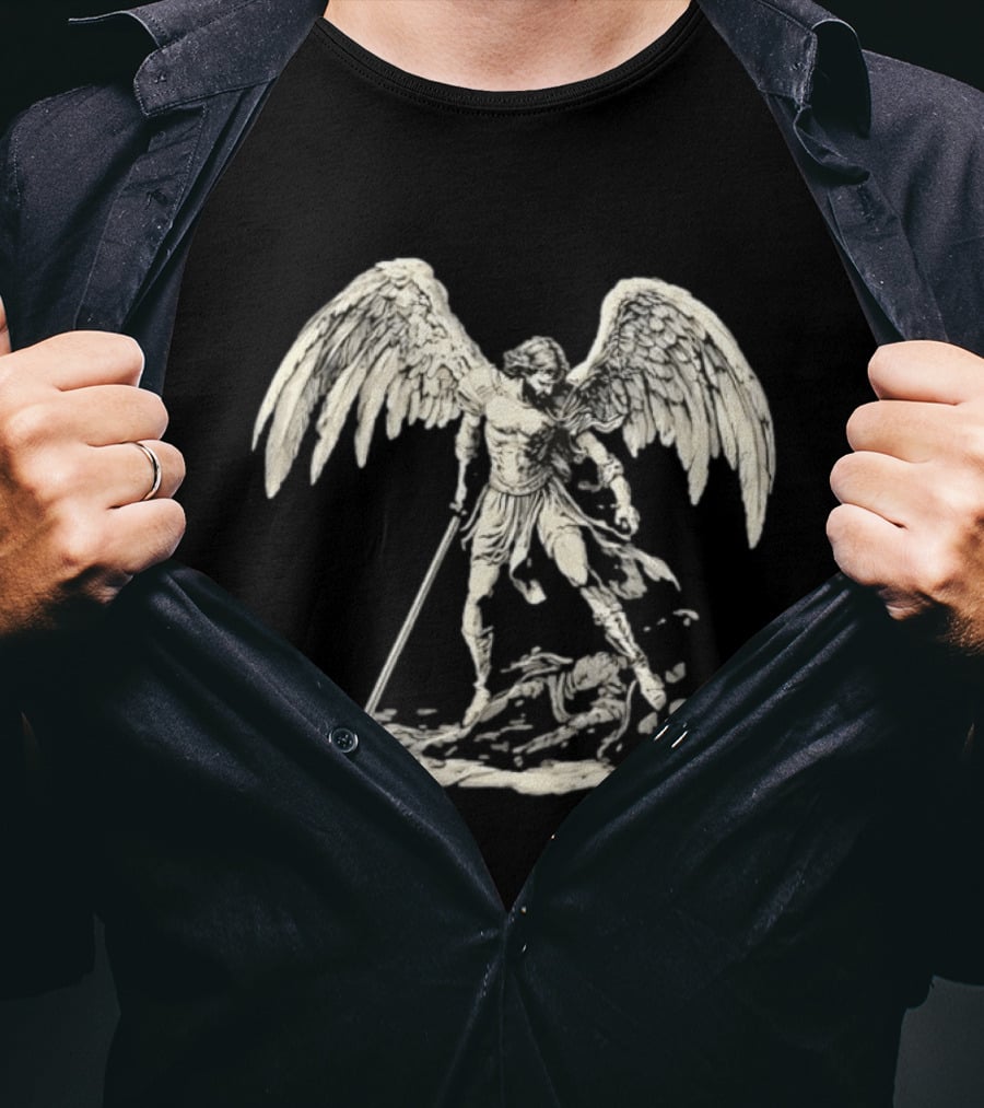 Saint Michael The Archangel Defeating Satan Biblical Christian Symbolism T-Shirt