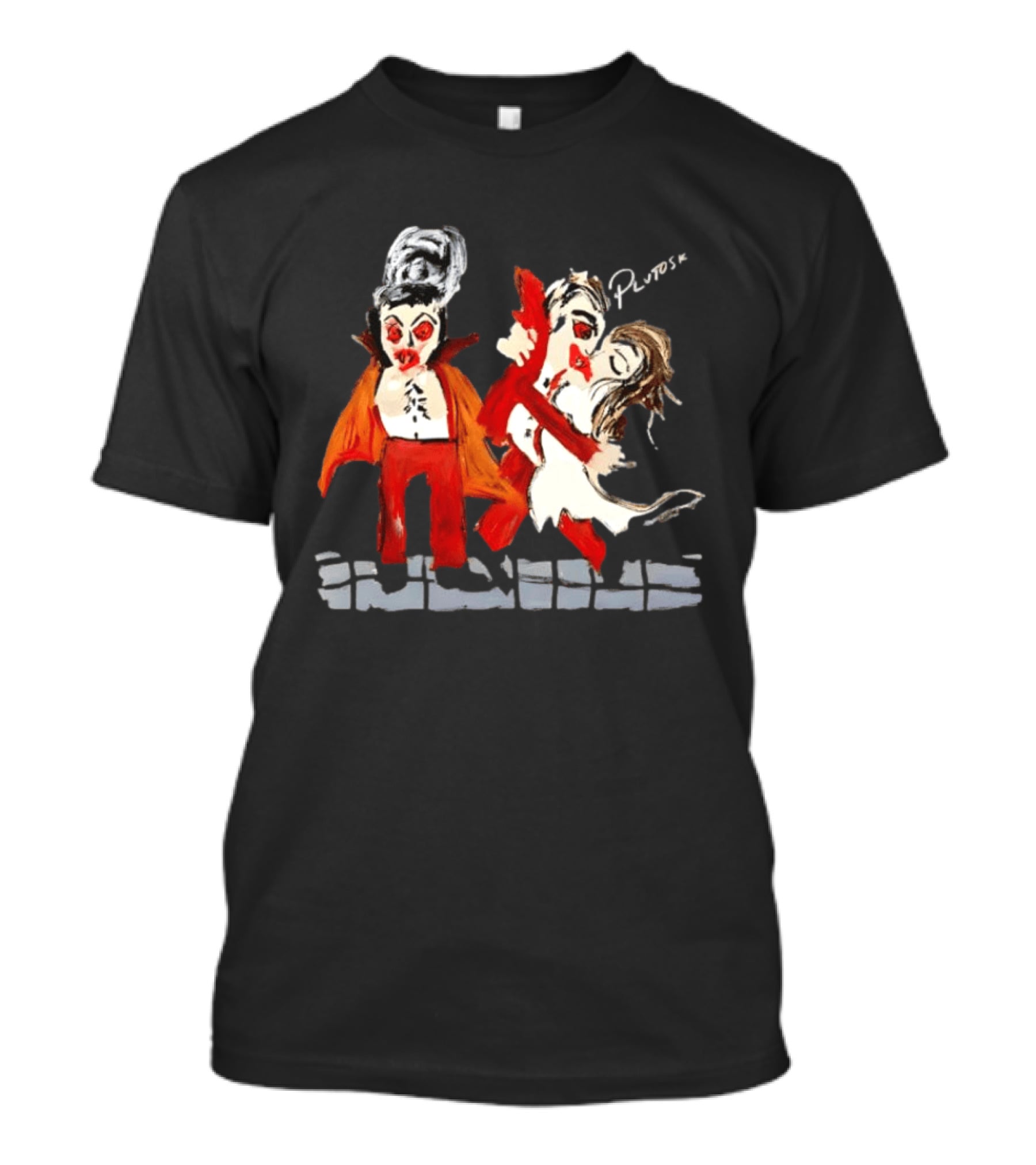 Dracula And Bride Kissing PlutoSki Halloween Vampire Couple Romantic Horror T-Shirt