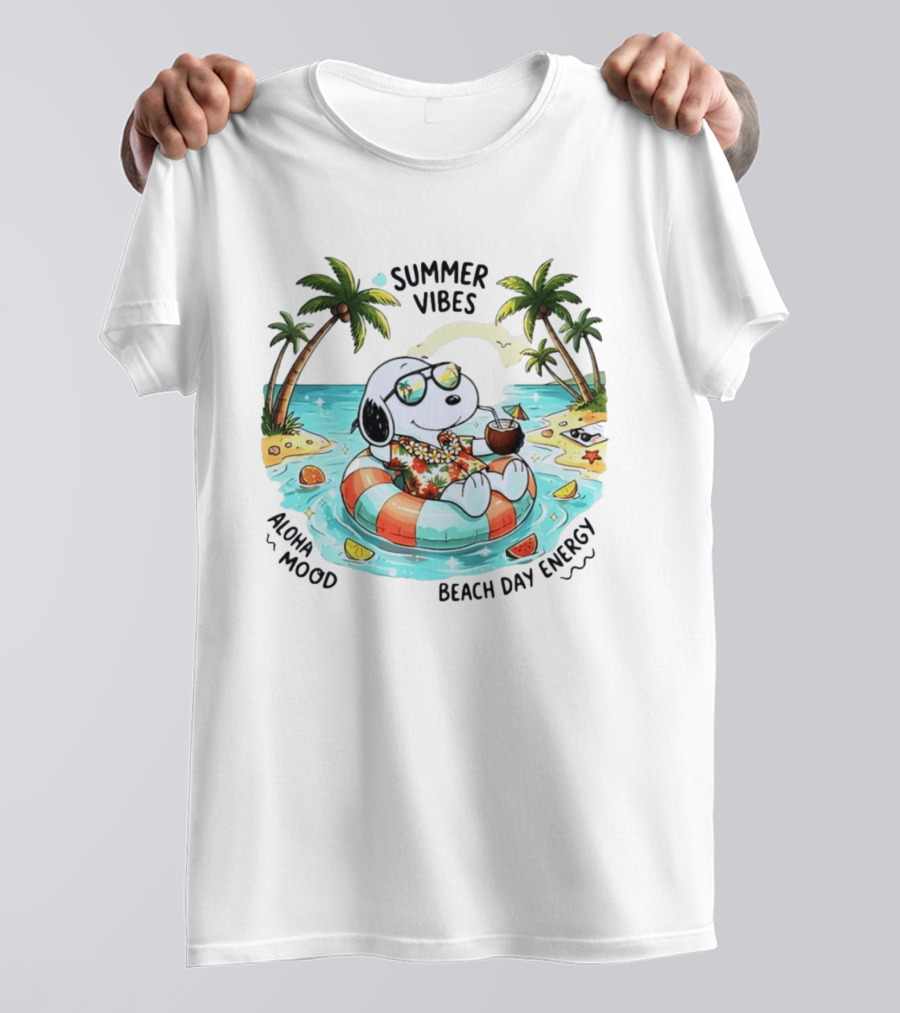 Summer Vibes Aloha Mood Beach Day Energy Snoopy Relaxing T-Shirt