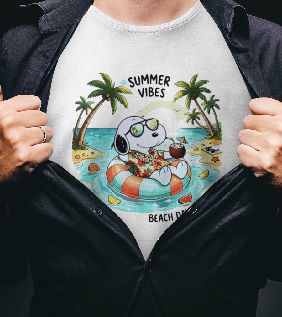 Summer Vibes Aloha Mood Beach Day Energy Snoopy Relaxing T-Shirt