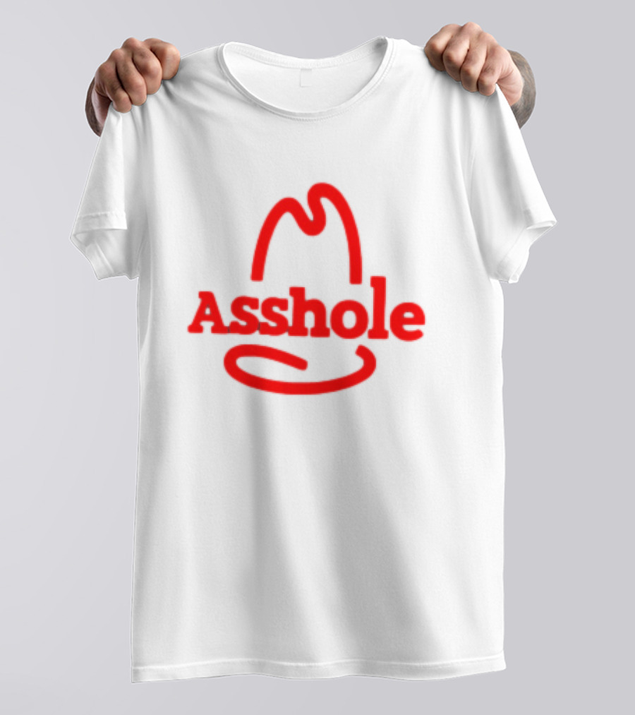 Asshole Cowboy Hat Red Outline Minimalist T-Shirt