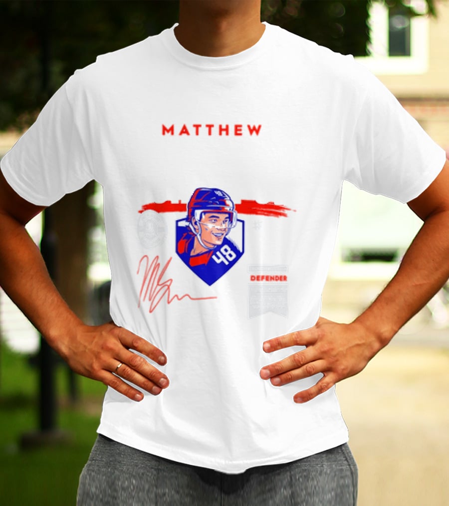 Matthew Schaefer New York Islanders 48 Spotlight Signature Helmets T-Shirt