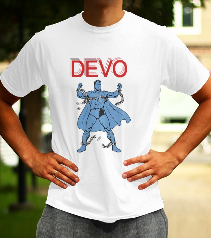 Devo Superhero Comic Style Action Figure T-Shirt