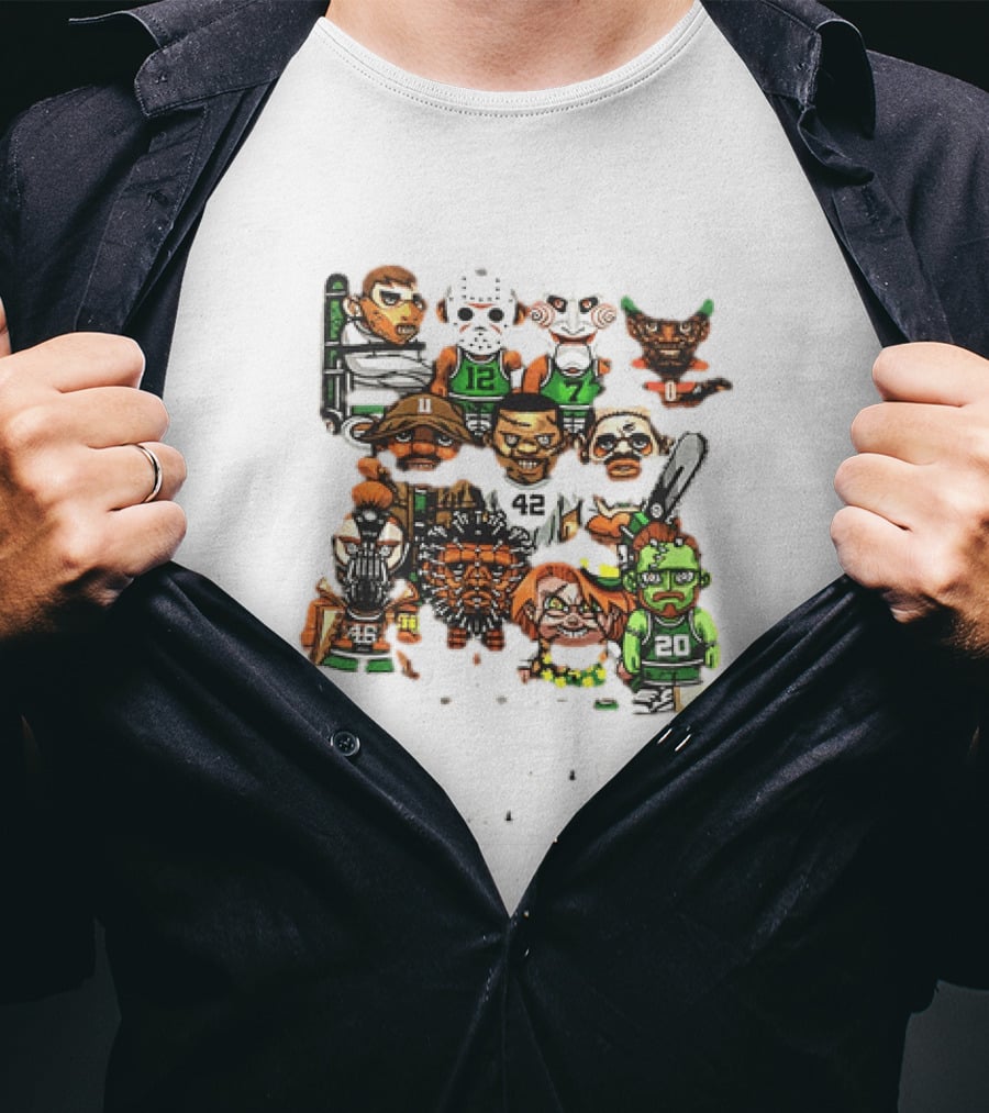 Nightmare Causeway Street Boston Celtics Horror Icons Mashup T-Shirt