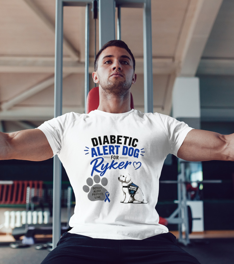 Diabetic Alert Dog Detect Protect Love Ribbon Ryker T-Shirt