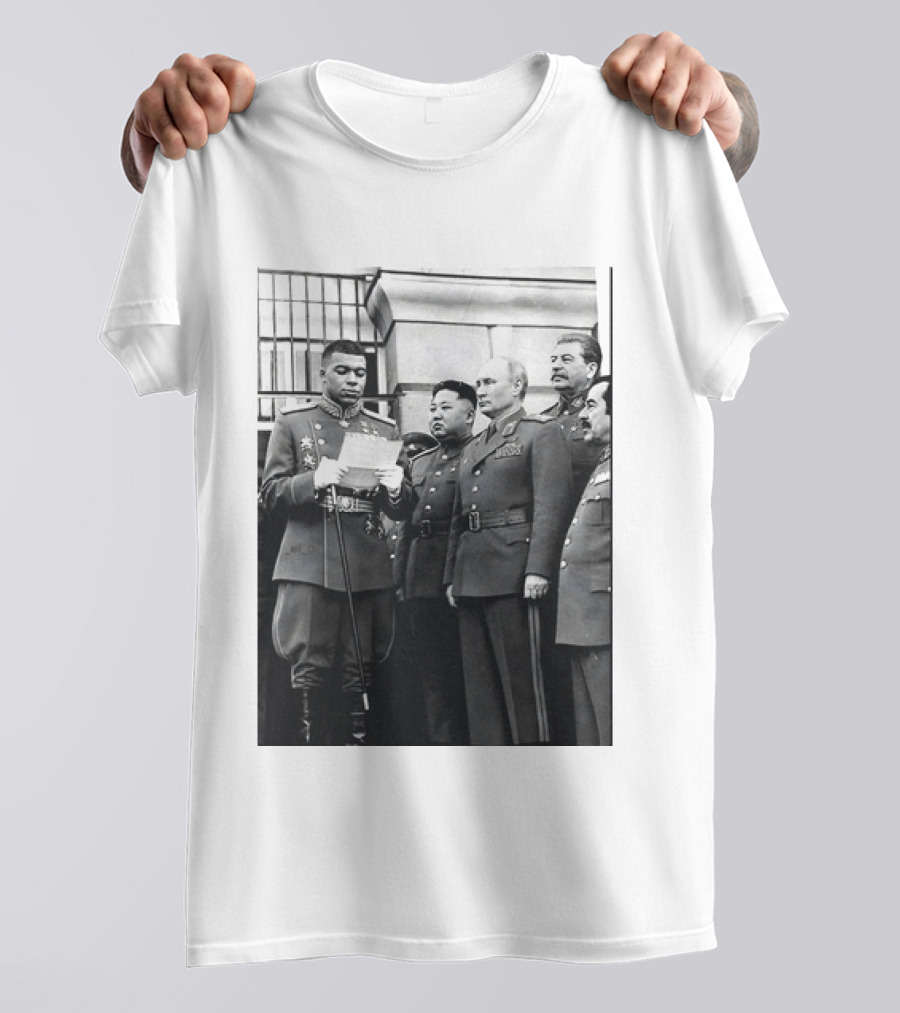 Kylian Mbappé In Historical Dictator Military Uniform Speech Photo T-Shirt