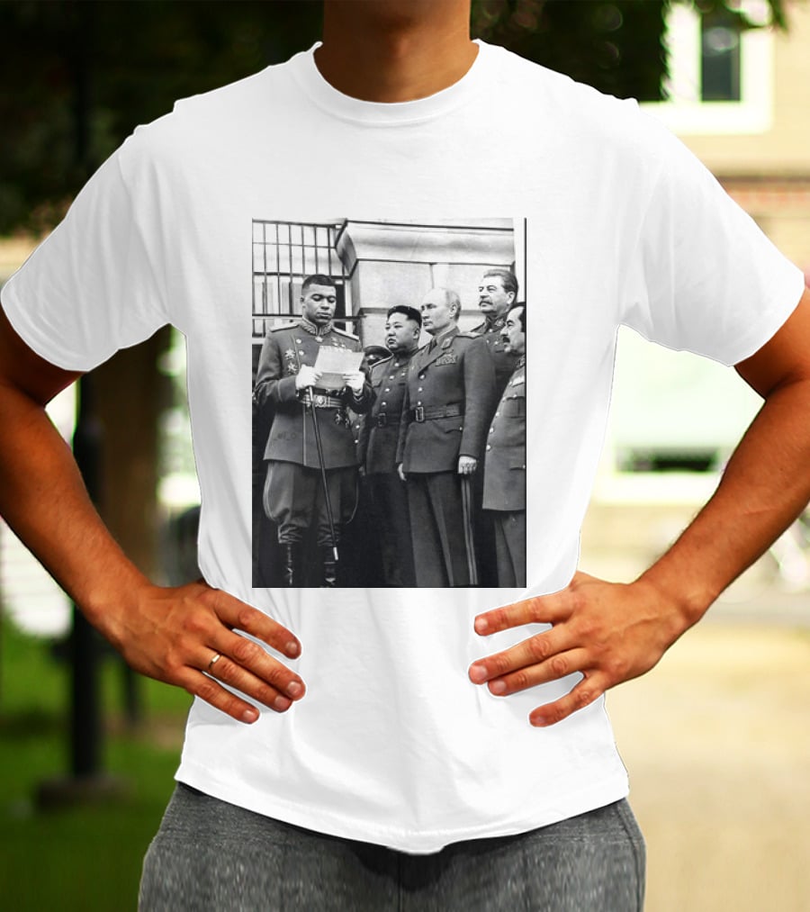 Kylian Mbappé In Historical Dictator Military Uniform Speech Photo T-Shirt