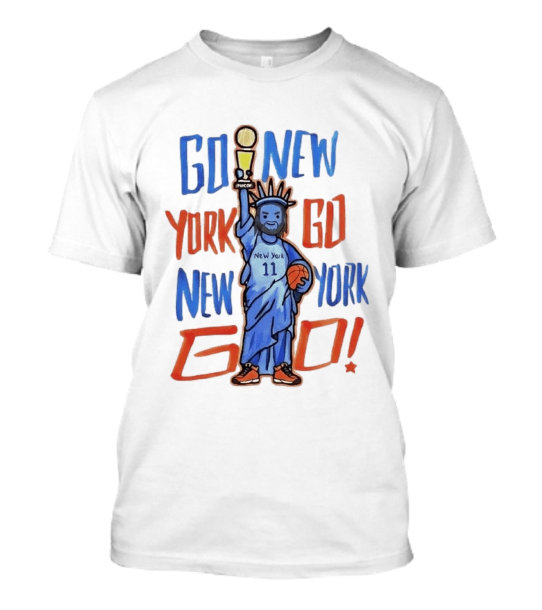 New York Knicks Go New York Go Statue Of Liberty Jalen Brunson Basketball Trophy T-Shirt
