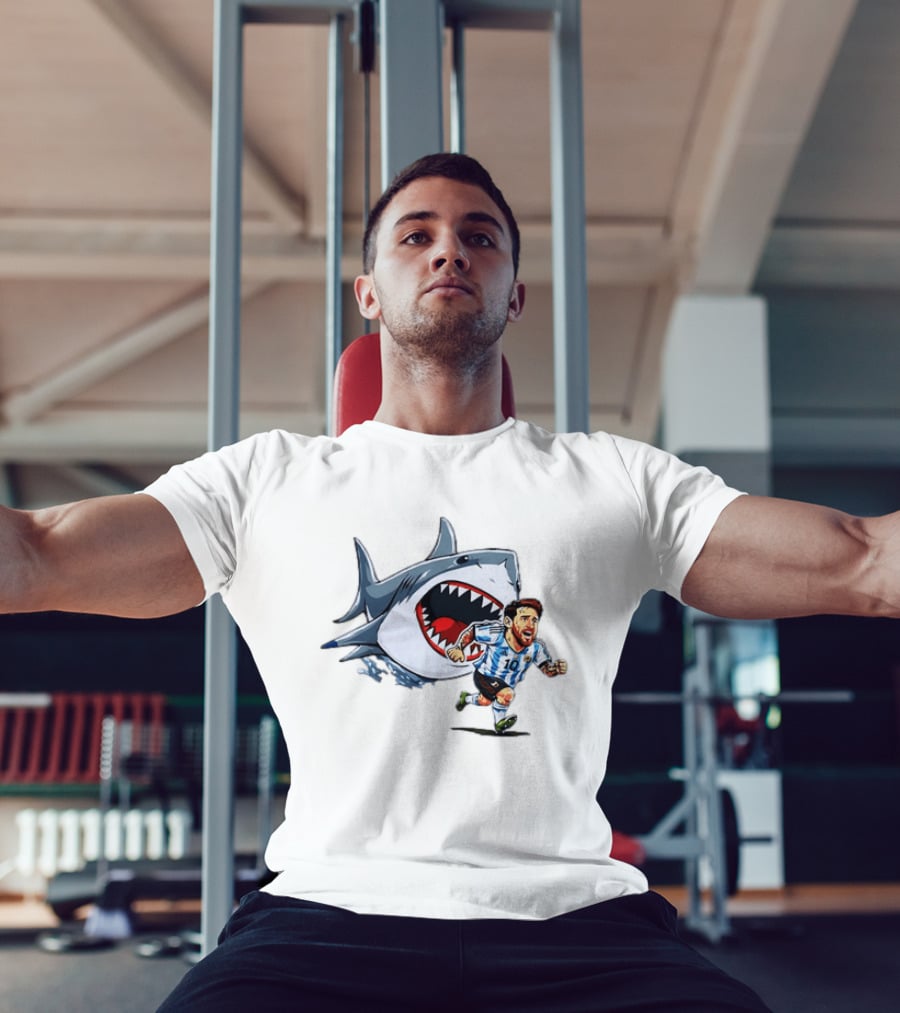 Lionel Messi Argentina Great White Shark Chase Soccer Star T-Shirt