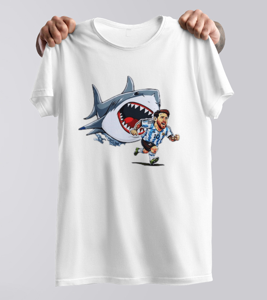 Lionel Messi Argentina Great White Shark Chase Soccer Star T-Shirt