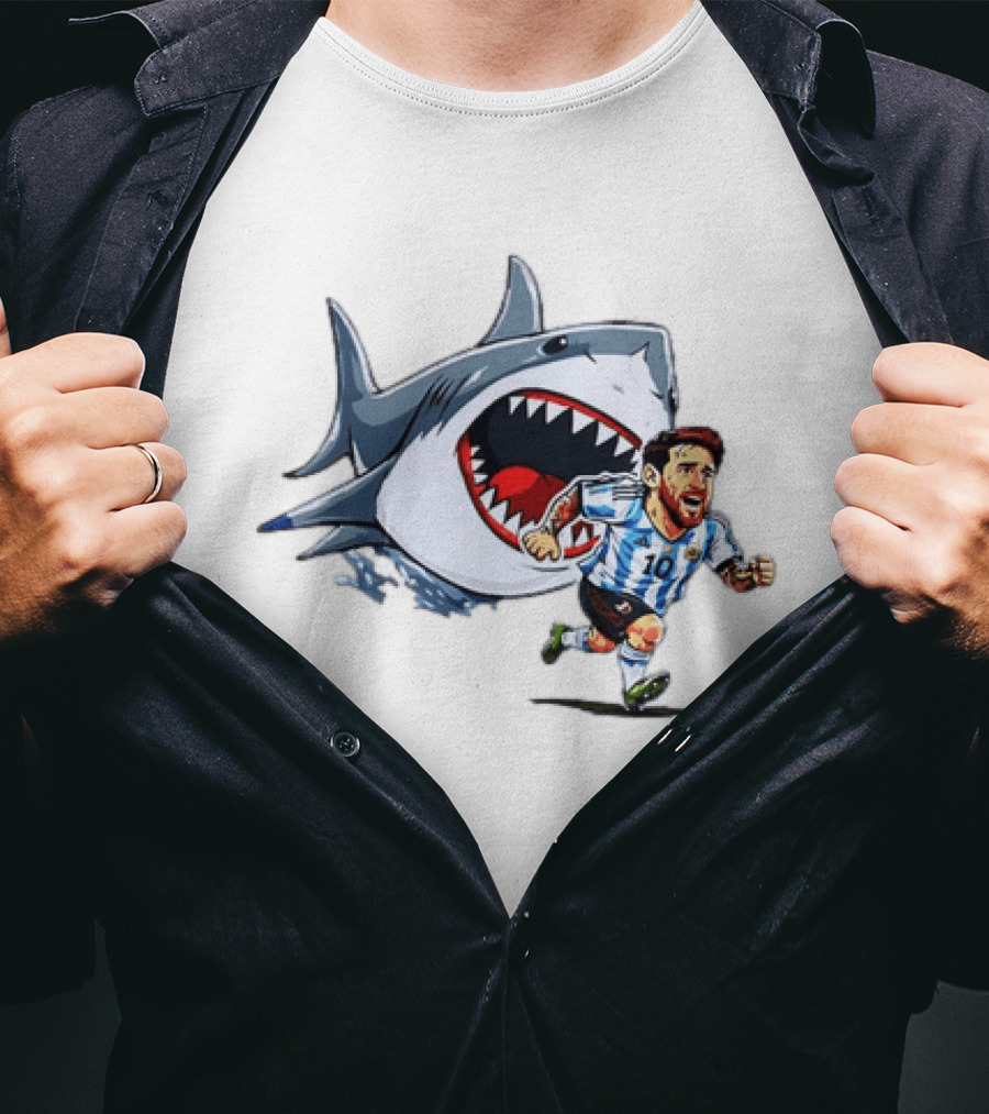 Lionel Messi Argentina Great White Shark Chase Soccer Star T-Shirt