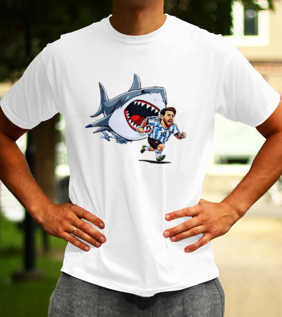 Lionel Messi Argentina Great White Shark Chase Soccer Star T-Shirt