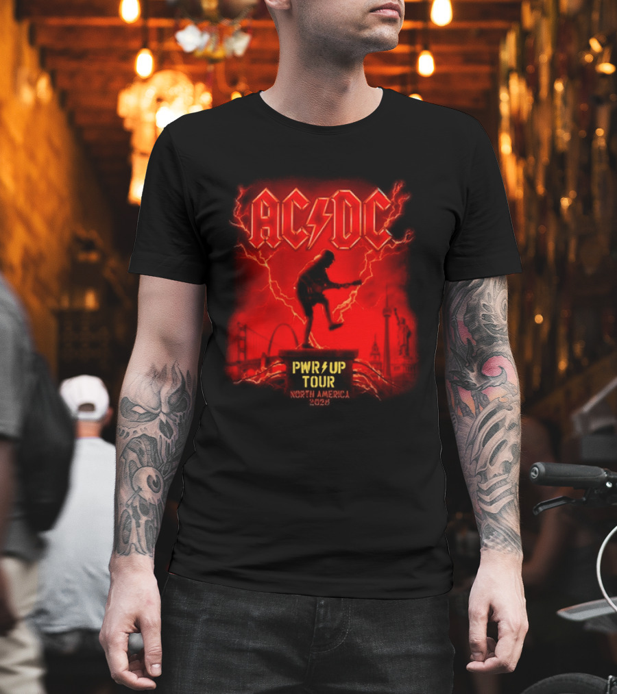 ACDC PWR Up Tour 2026 North America Red Lightning Cities Dates Angus T-Shirt
