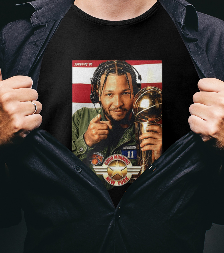 Jalen Brunson New York Knicks Captain Clutch 11 Good Morning New York NBA Trophy T-Shirt