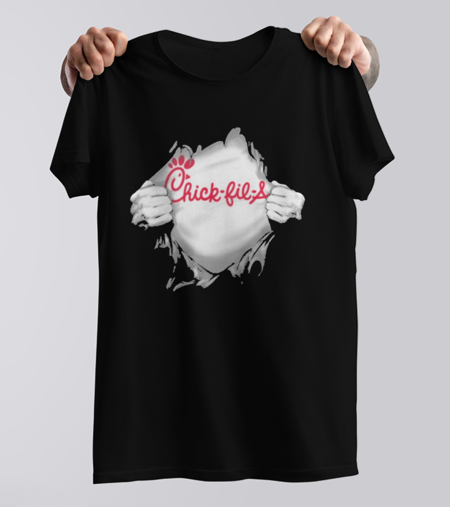 Chick Fil A Superhero Ripped Chest Torn Employee T-Shirt