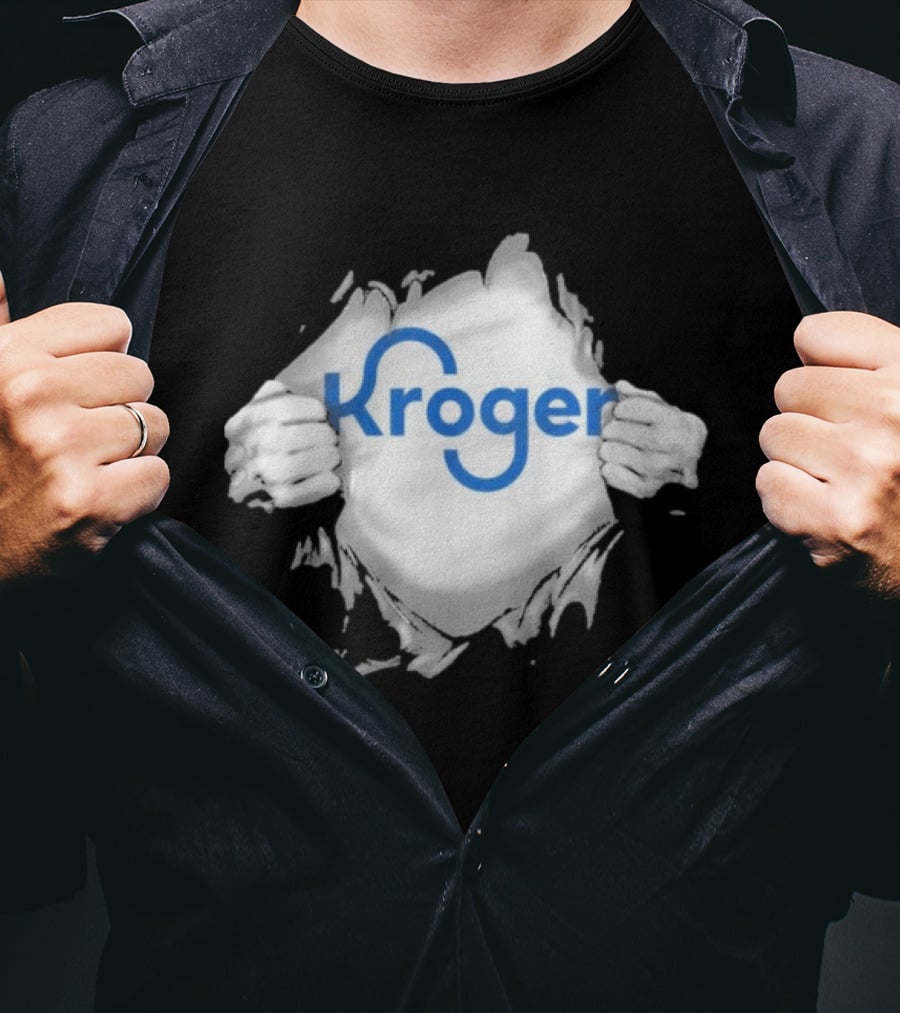 Kroger Ripped Chest Superhero Torn Employee T-Shirt