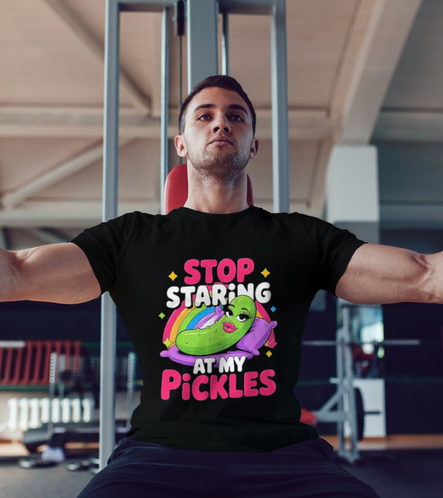 Stop Staring At My Pickles Pillow Rainbow T-Shirt