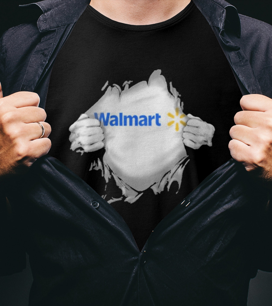 Walmart Ripped Chest Superhero Torn Employee T-Shirt