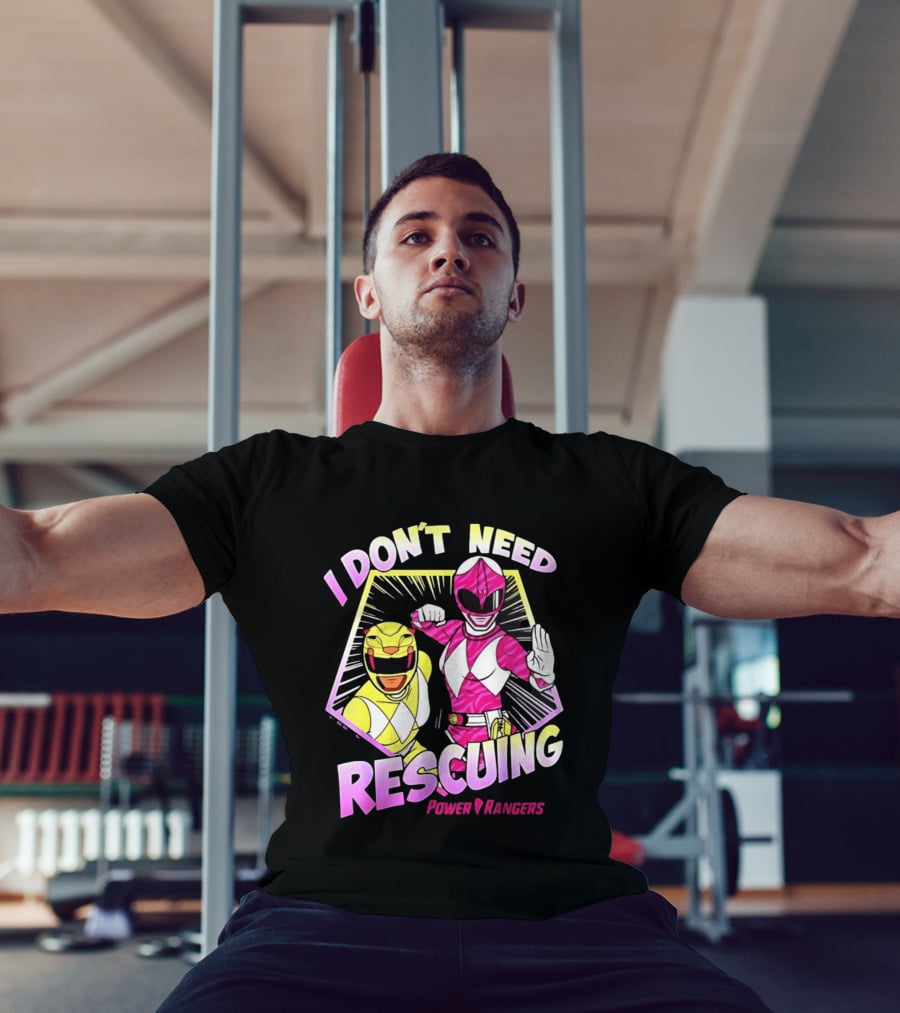 Pink Ranger Yellow Ranger Power Rangers I Don't Need Rescuing T-Shirt