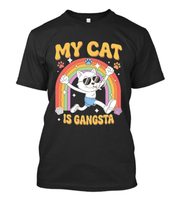 My Cat Is Gangsta Rainbow Smoking Cat T-Shirt