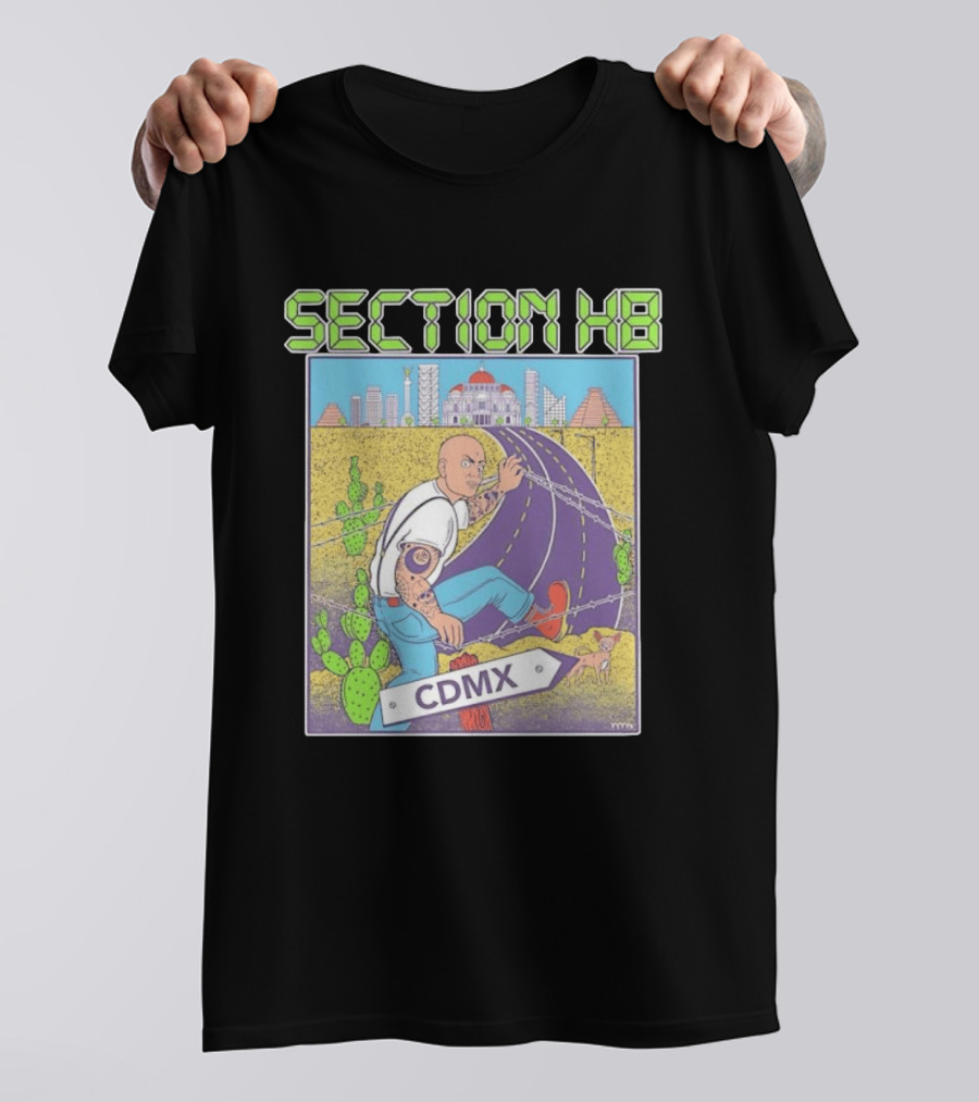 Section H8 CDMX Mexico City Punk Scene Urban Landscape With Cactus T-Shirt