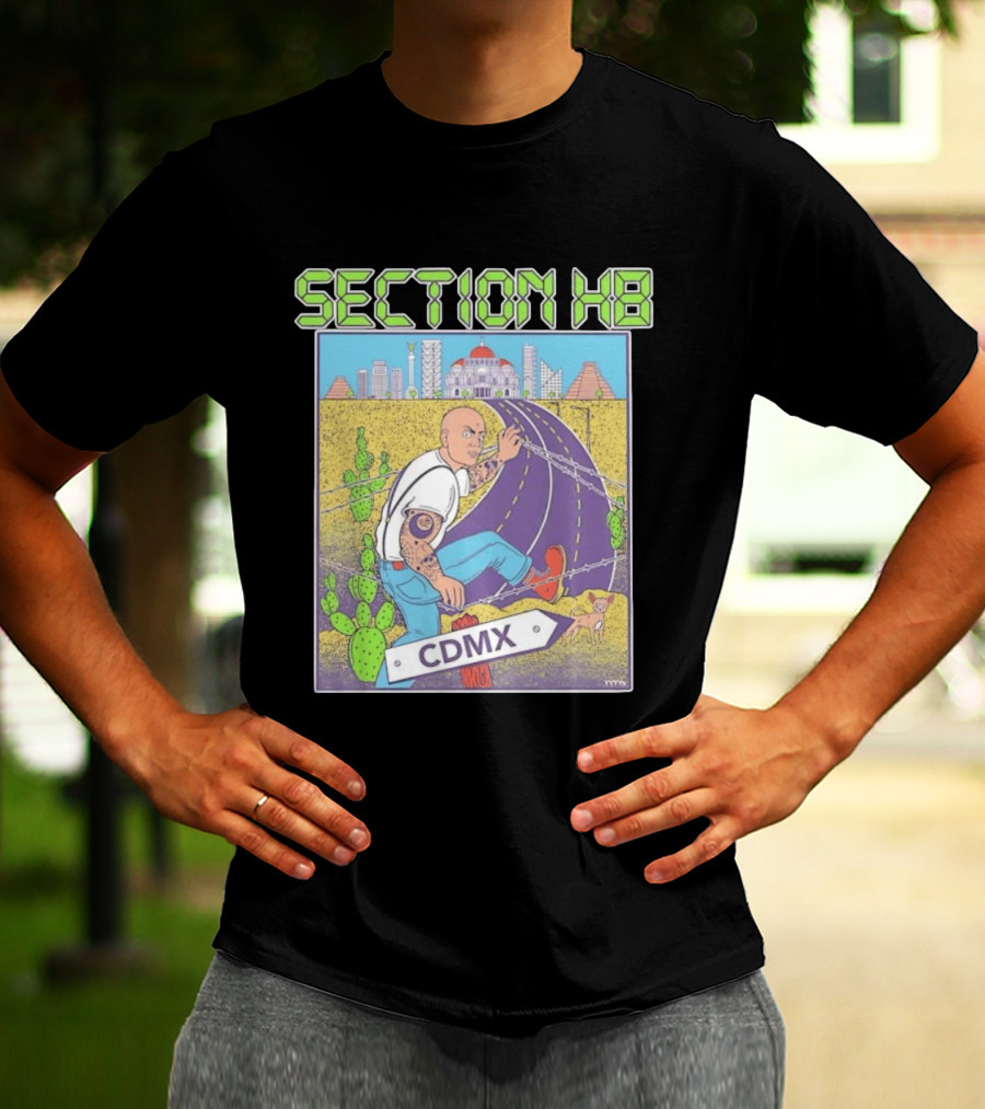Section H8 CDMX Mexico City Punk Scene Urban Landscape With Cactus T-Shirt