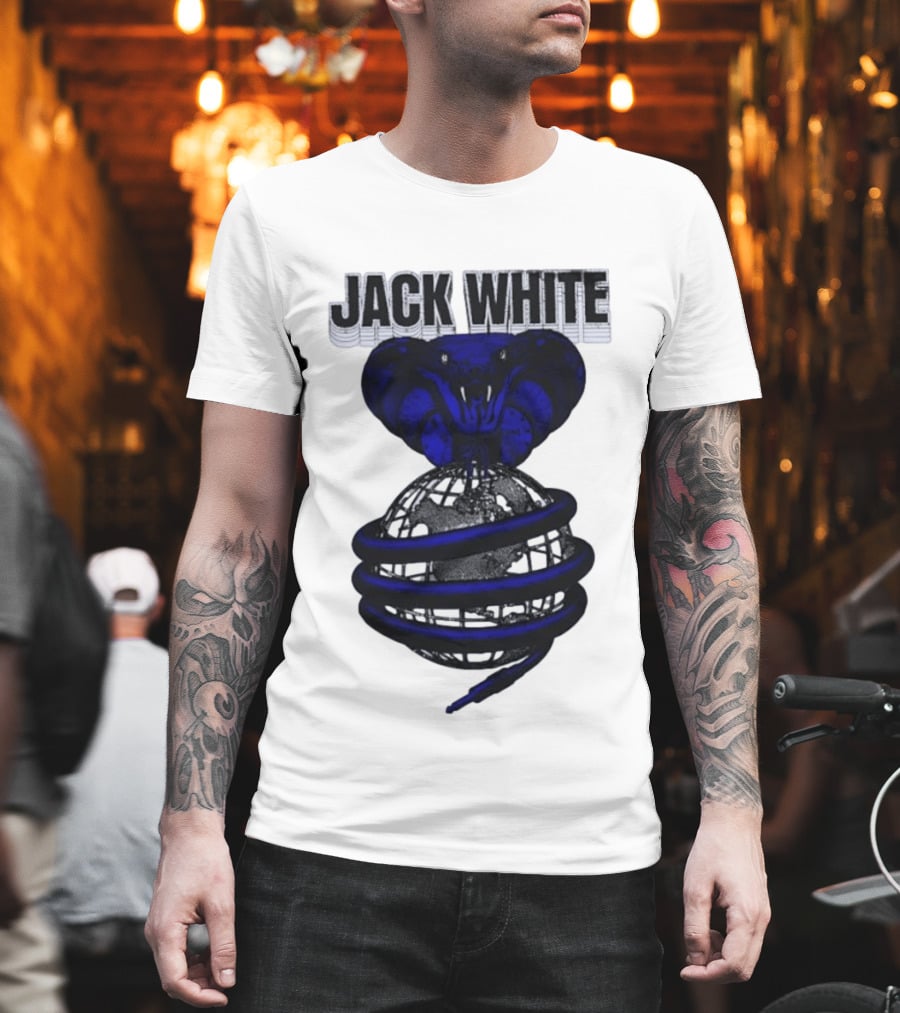 Jack White Cobra Wrapped Around Globe Music Band T-Shirt