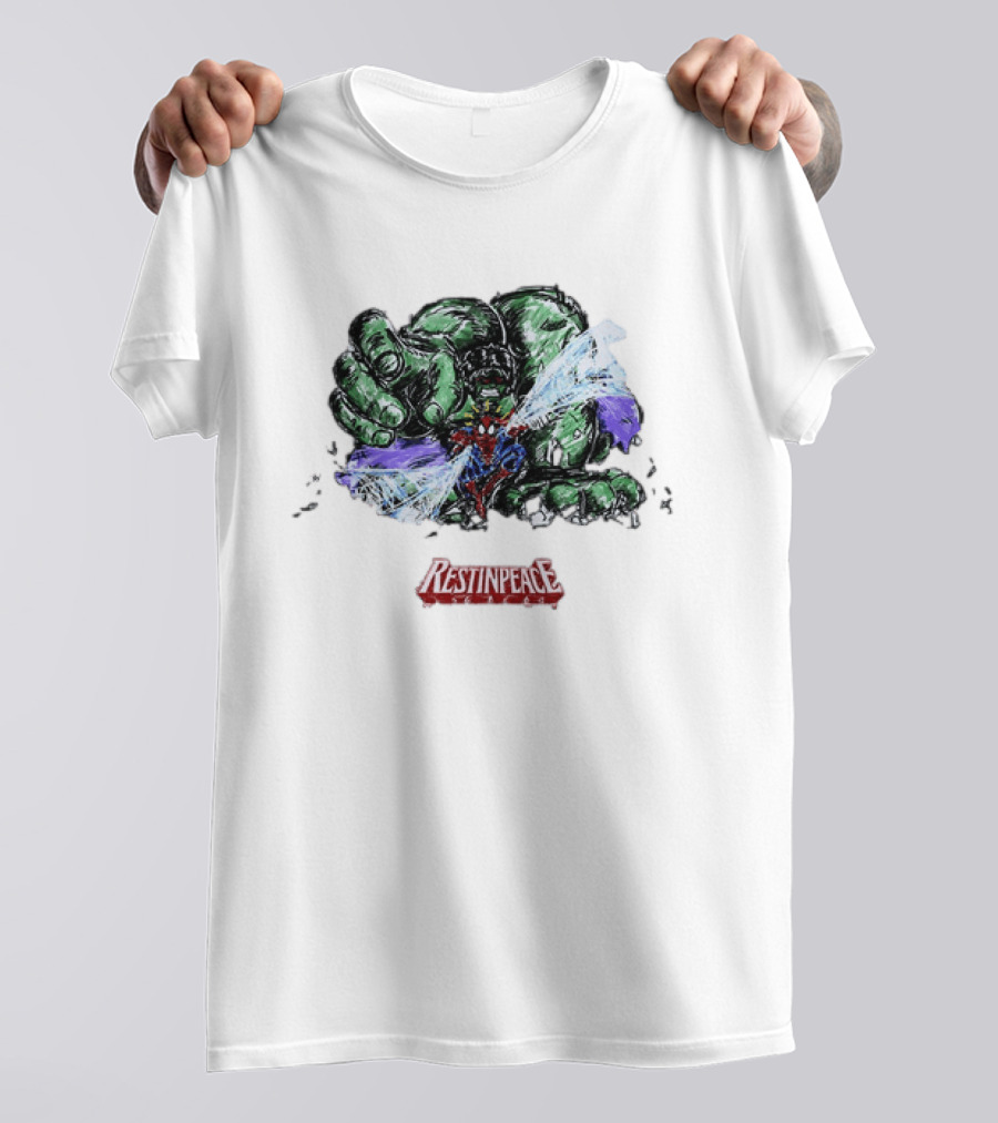 Marvel Comics Spider Man And Hulk Restinpeace Action Scene T-Shirt