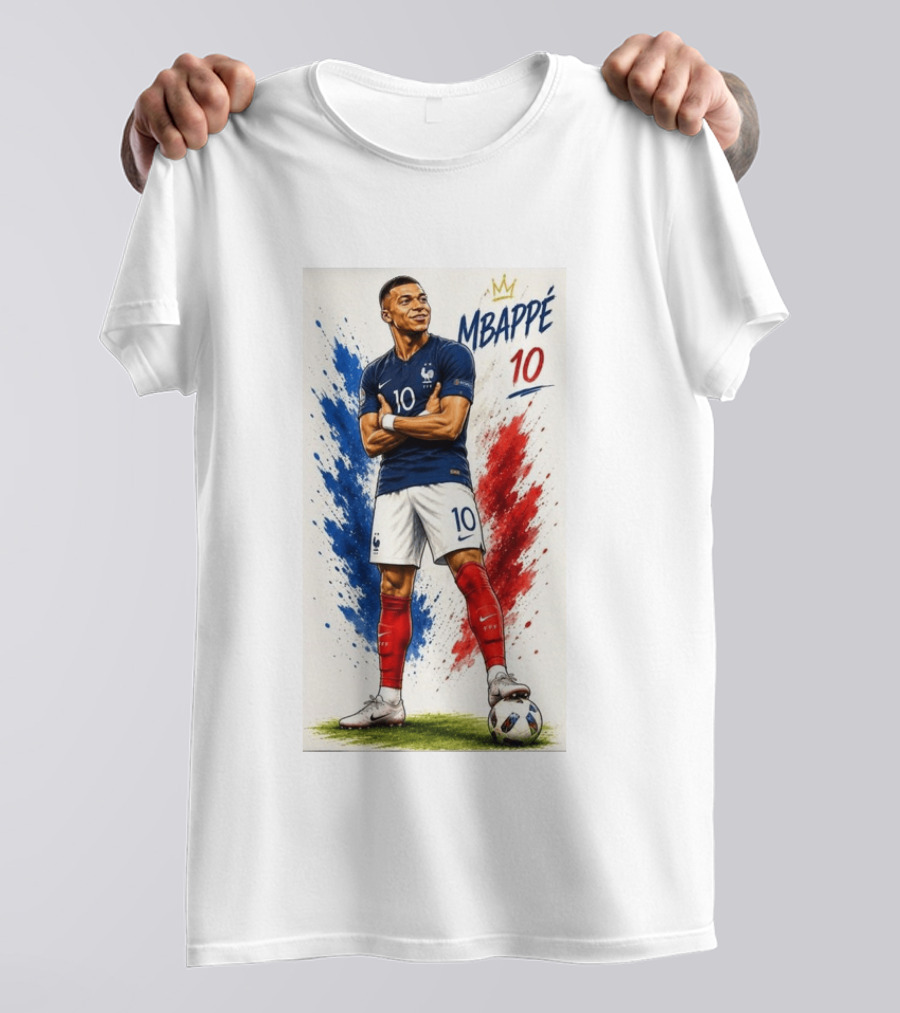 Kylian Mbappé France Soccer KM10 Caricature Star T-Shirt