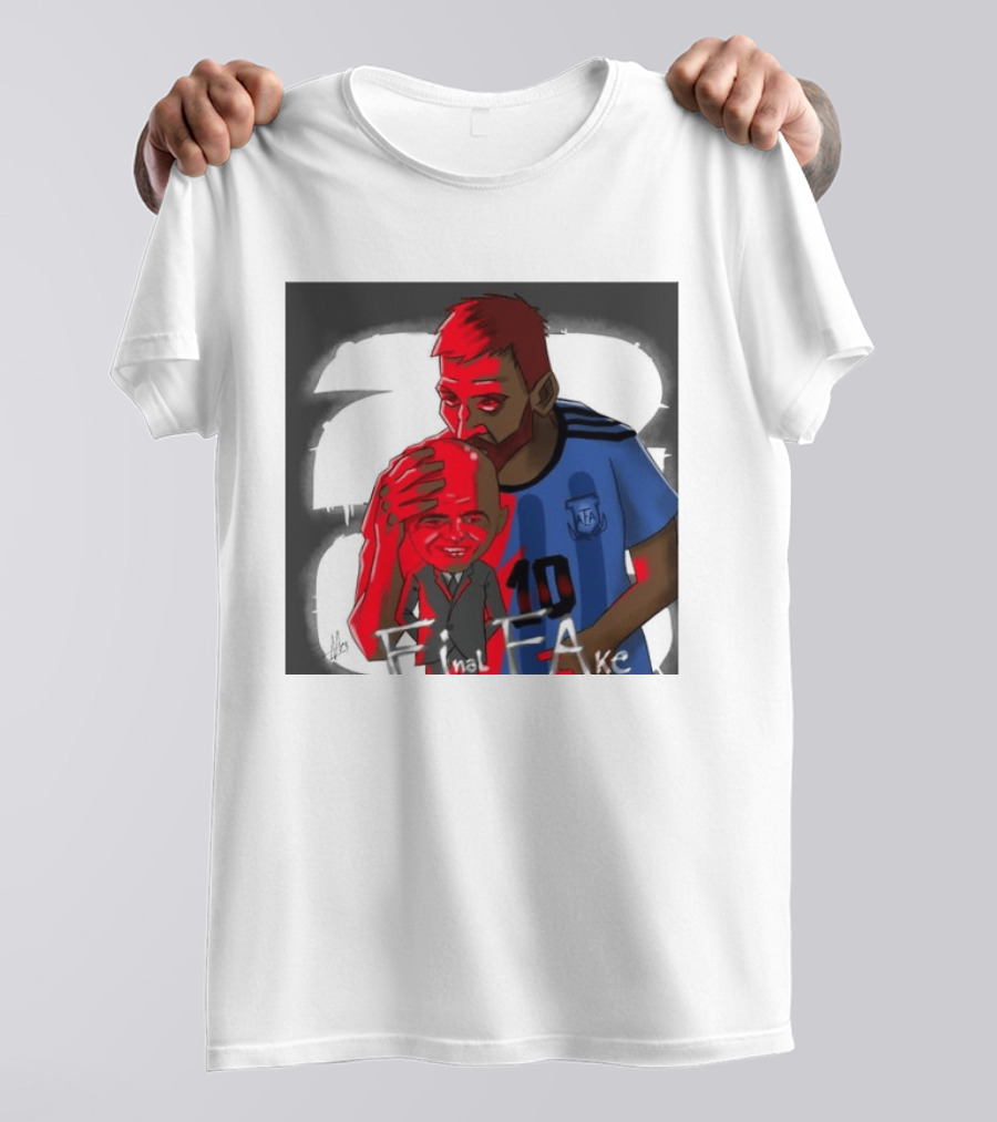 Lionel Messi Argentina Final FAKE AFA 10 T-Shirt