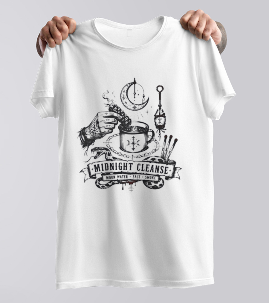 Moon Water Salt Smoke Midnight Cleanse Ritual Snake Hand Smudging T-Shirt