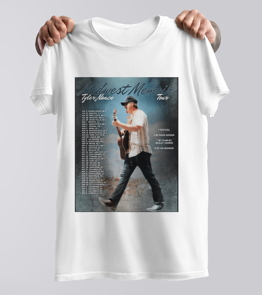 Midwest Memoir Tyler Nance Tour 2026 With Gavin Adcock Charles Wesley Godwin Ian Munsick T-Shirt