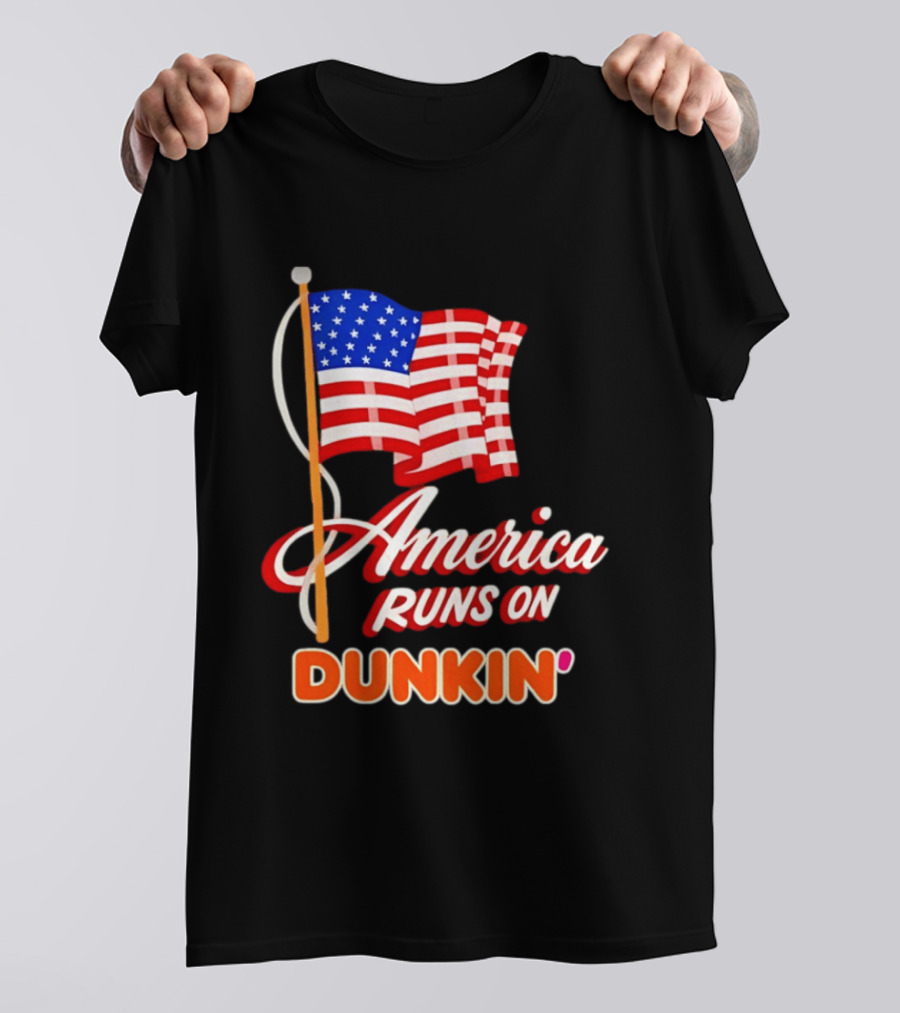 Patriotic America Runs On Dunkin' American Flag Pride T-Shirt