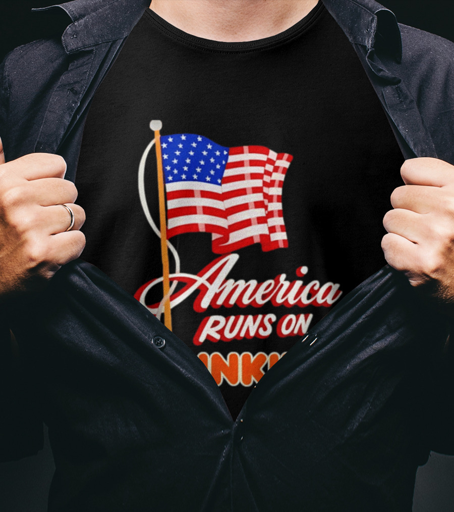 Patriotic America Runs On Dunkin' American Flag Pride T-Shirt