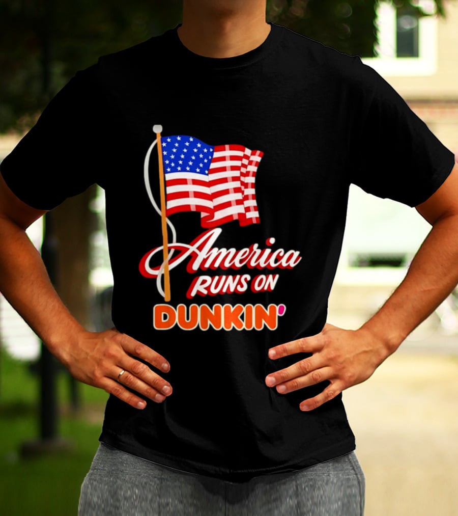 Patriotic America Runs On Dunkin' American Flag Pride T-Shirt