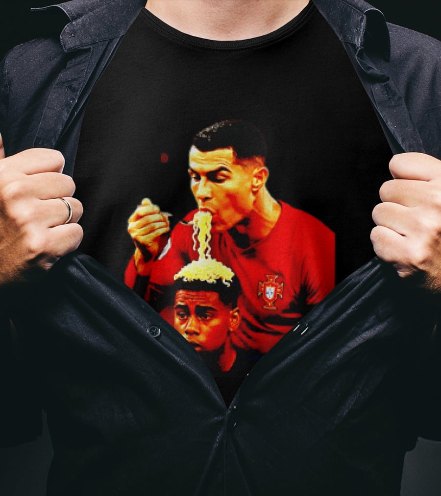 Cristiano Ronaldo Eating Noodles Meme Portugal Football UEFA T-Shirt