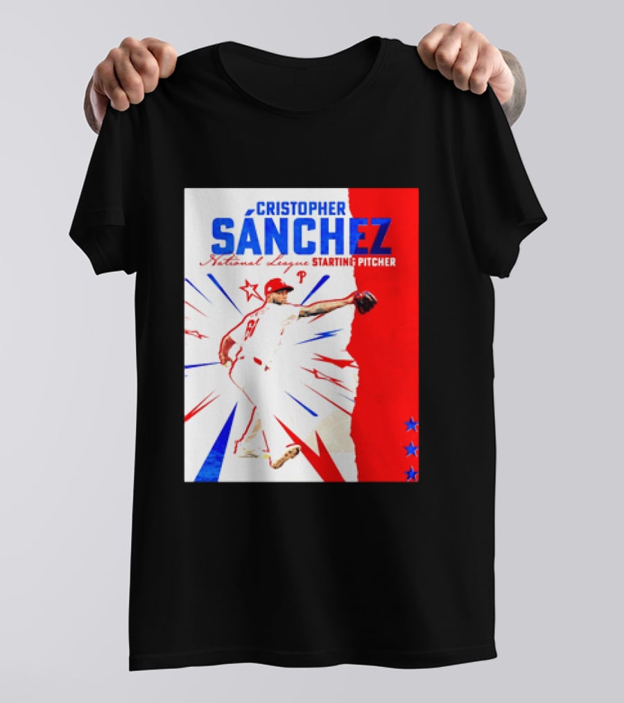 Cristopher Sánchez Philadelphia Phillies National League Starting Pitcher Red White Blue Stars T-Shirt