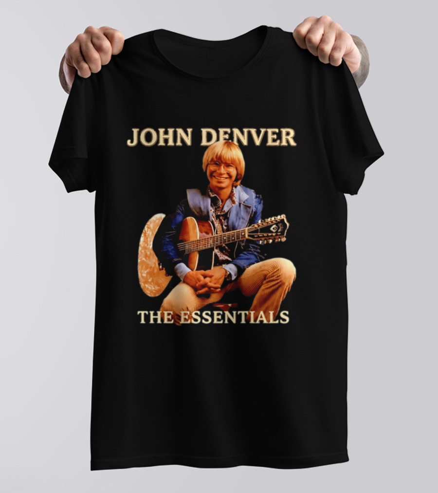 John Denver The Essentials Four Decades Of Folk Music Vintage Guitar T-Shirt
