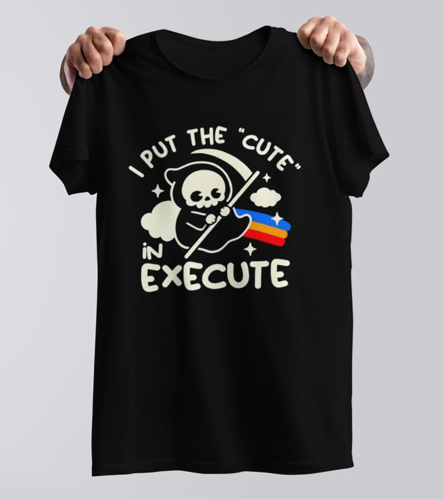 Kawaii Grim Reaper I Put The Cute In Execute Rainbow Scythe T-Shirt