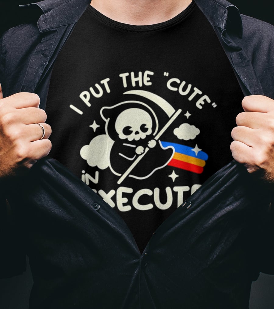 Kawaii Grim Reaper I Put The Cute In Execute Rainbow Scythe T-Shirt