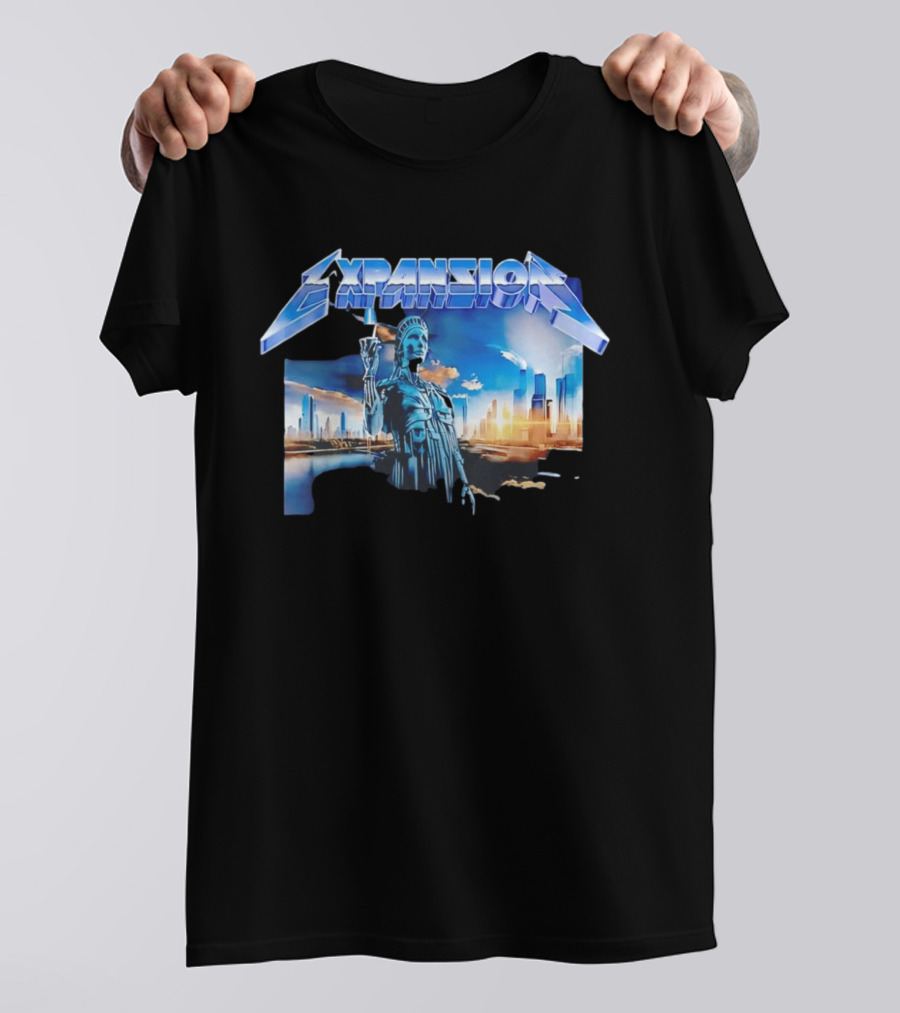 Expansion Futuristic Landmark Metallic Cityscape T-Shirt