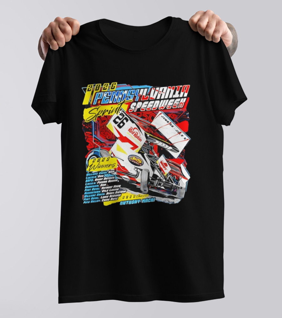 2026 Pennsylvania Speedweek Sprint Race Winners June Kyle Larson Racing Red Robin T-Shirt