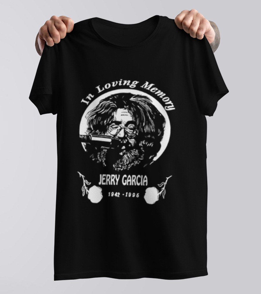 In Loving Memory Jerry Garcia 1942 1995 Grateful Tribute Guitar T-Shirt