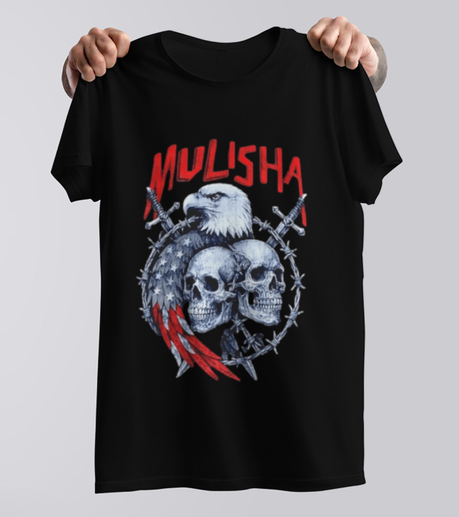 Mulisha Bald Eagle American Flag Skulls And Swords T-Shirt