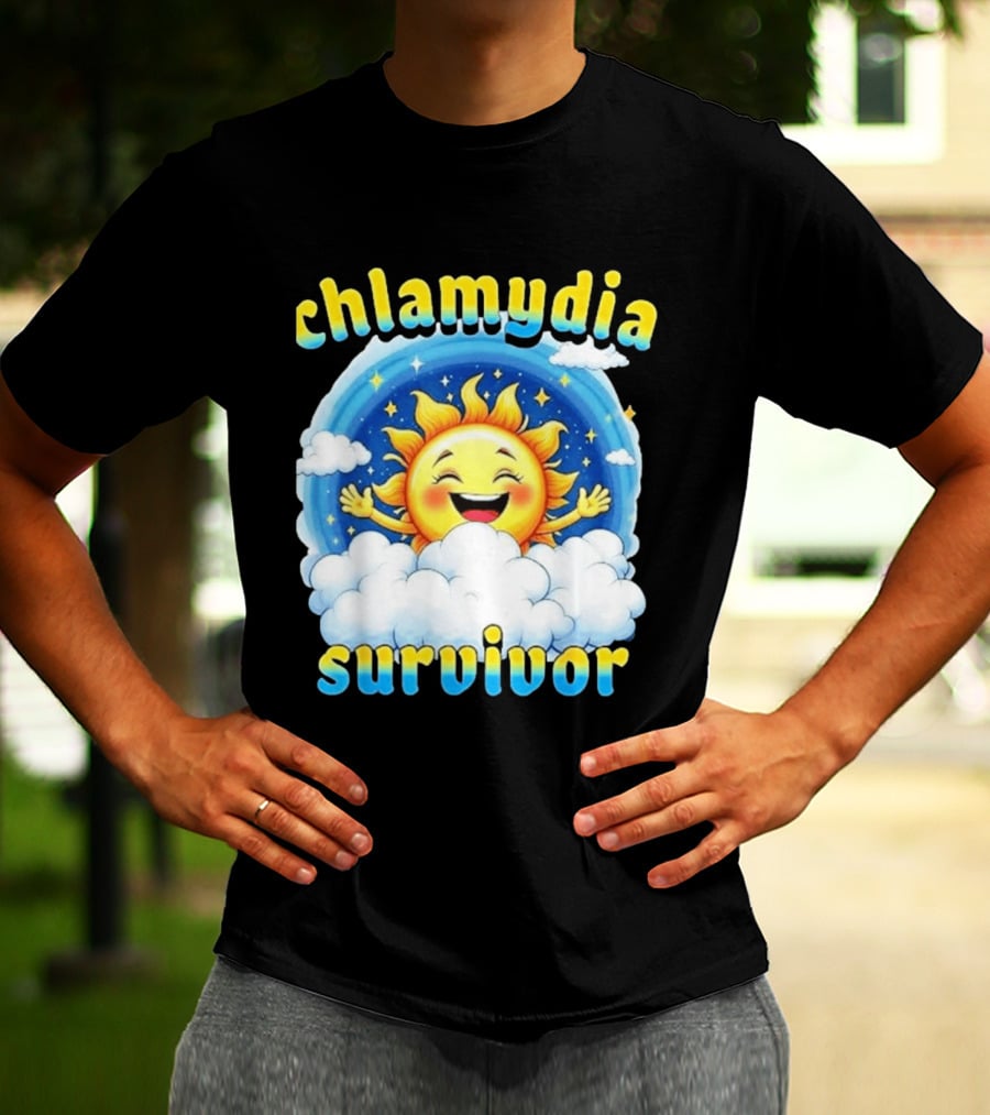 Chlamydia Survivor Sun Cartoon Humor Clouds Sky T-Shirt